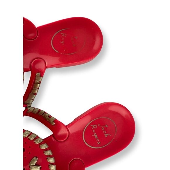 Jack Rogers Georgica Jelly Thong Sandals –Hot Pink/Coral & Gold Women’s Size 8 - Picture 4 of 6
